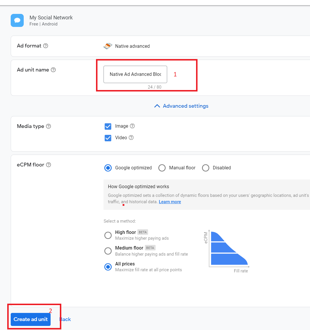 How to create admob native ad block?