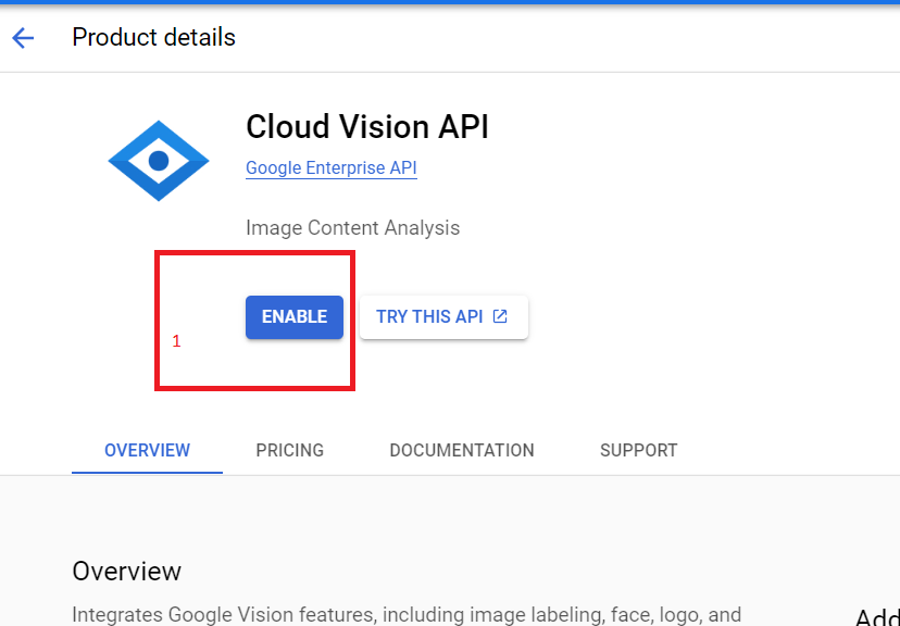 How to enable Google Cloud Vision