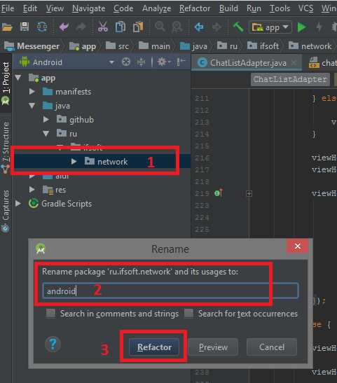 How to rename a package in Android Studio